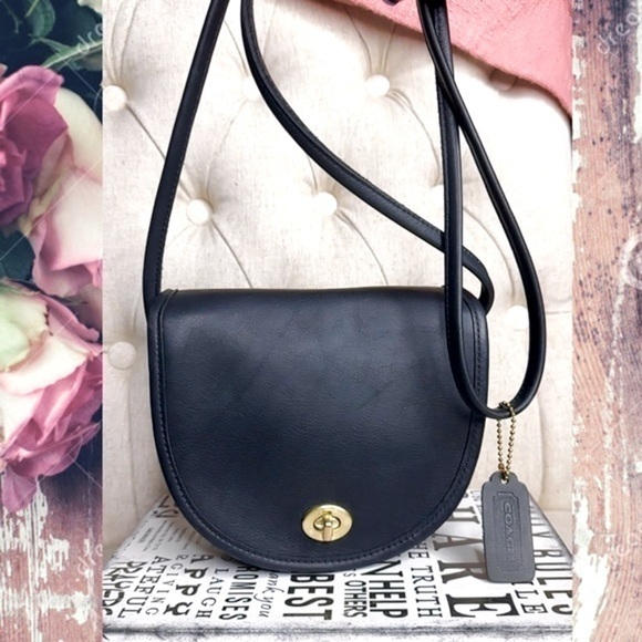 Coach Handbags - VINTAGE COACH BLACK LEATHER CROSSBODY MINI BAG 9825